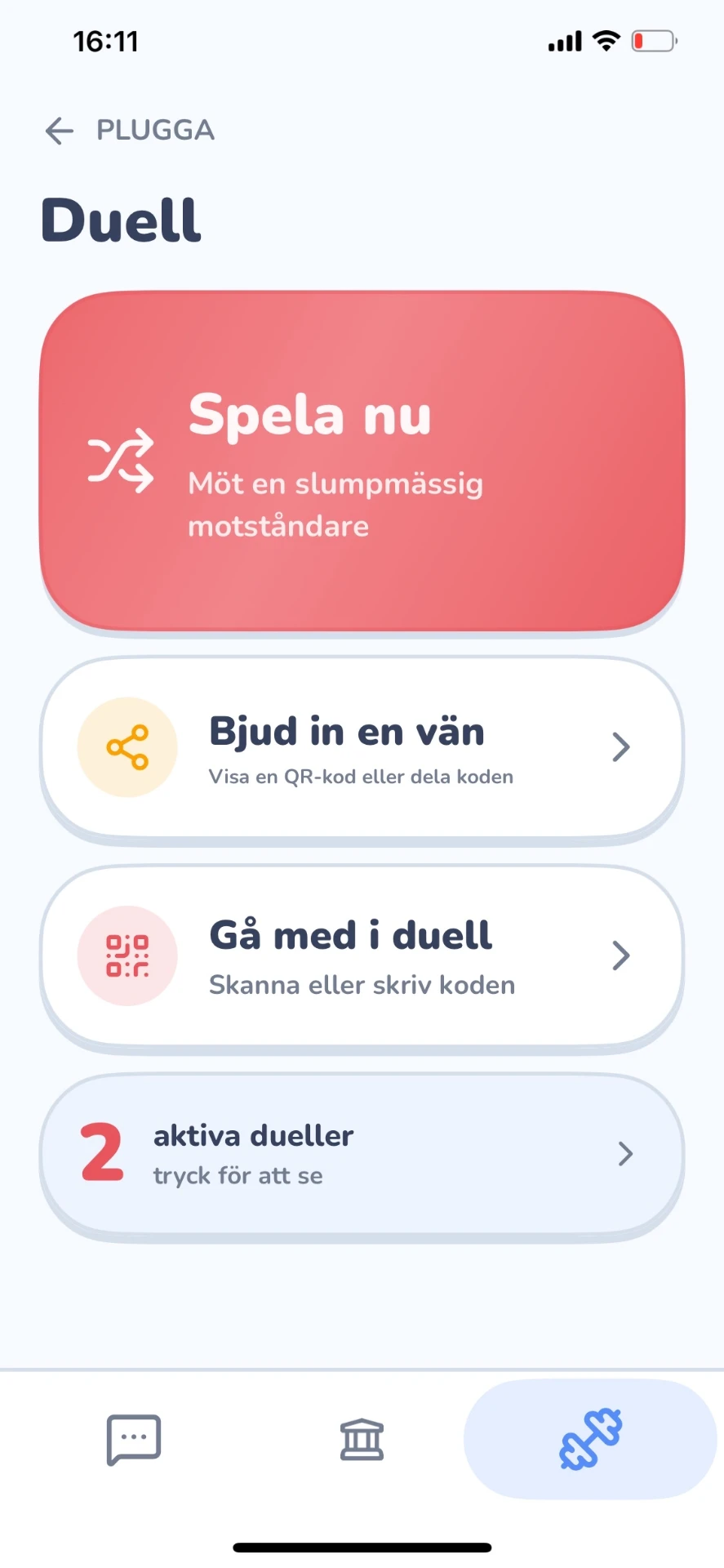 Skärmdump från HPToppen: en kort fråga i ett träningspass i appen för högskoleprovet